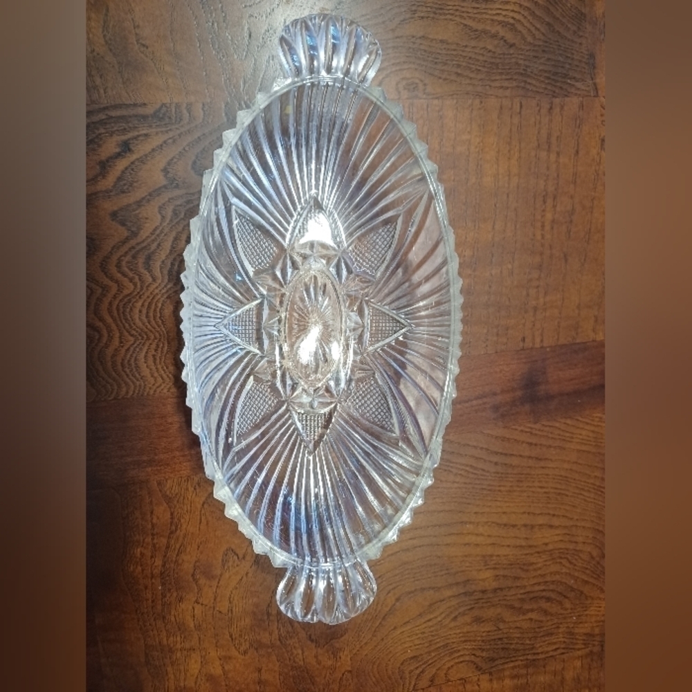 Vintage pressed glass relish or nut try